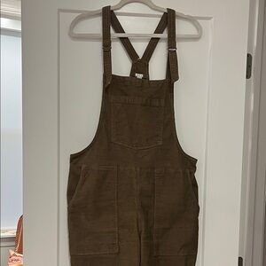 Aerie Tan/Olive Green Corduroy Overalls
